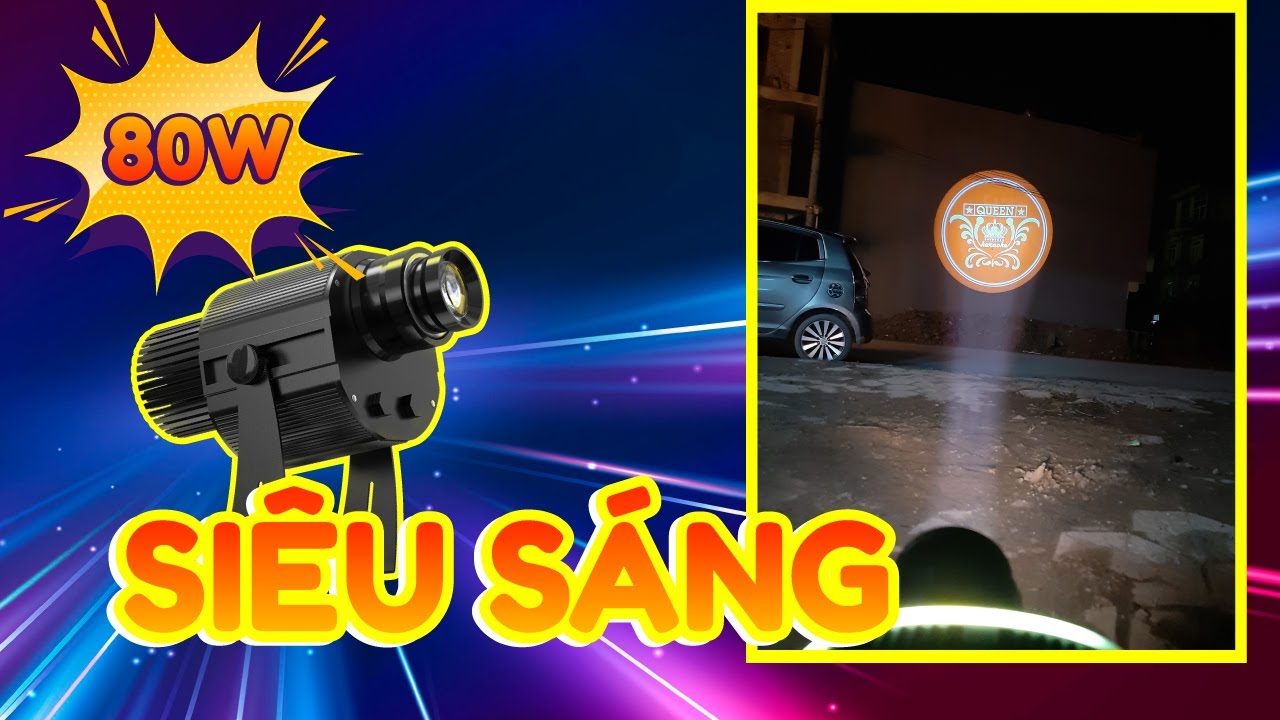 Đèn chiếu logo công suất 80w chống nước có điều khiển từ xa.