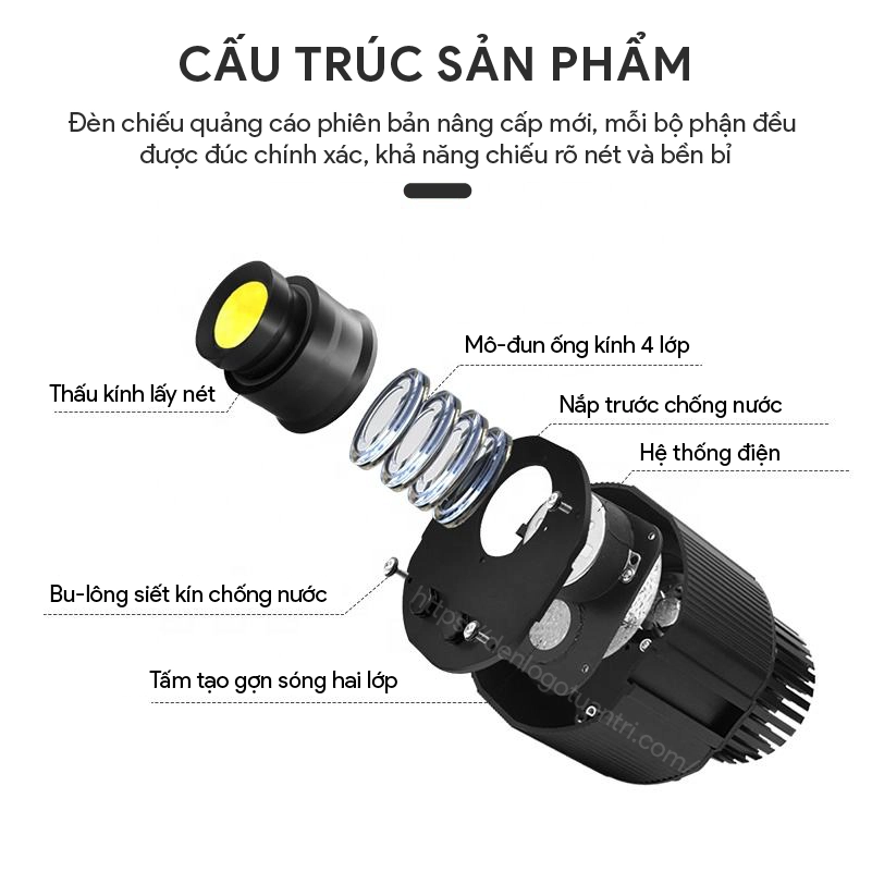 Đèn chiếu logo 80w chống nước Cấu trúc đèn chiếu chống nước