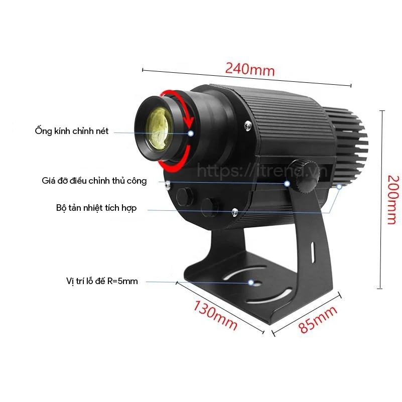Chi tiết đèn chiếu hiệu ứng nước