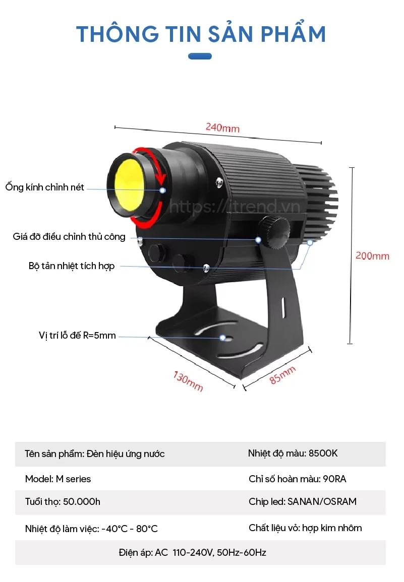 Đèn chiếu hiệu ứng sóng nước động Thông tin sản phẩm