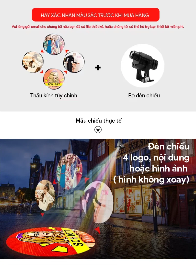 Hiệu quả của đèn chiếu 4 logo