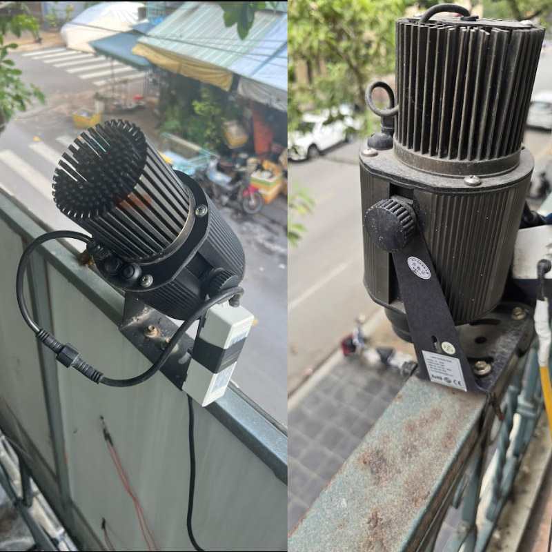 Đèn Chiếu Logo 60W Chống Nước (IP67, Chip OSRAM) Hình ảnh thực tế lắp đèn