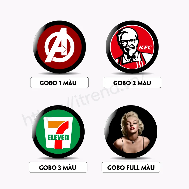 Đèn chiếu logo âm trần 35W bảng màu và màu sắc logo