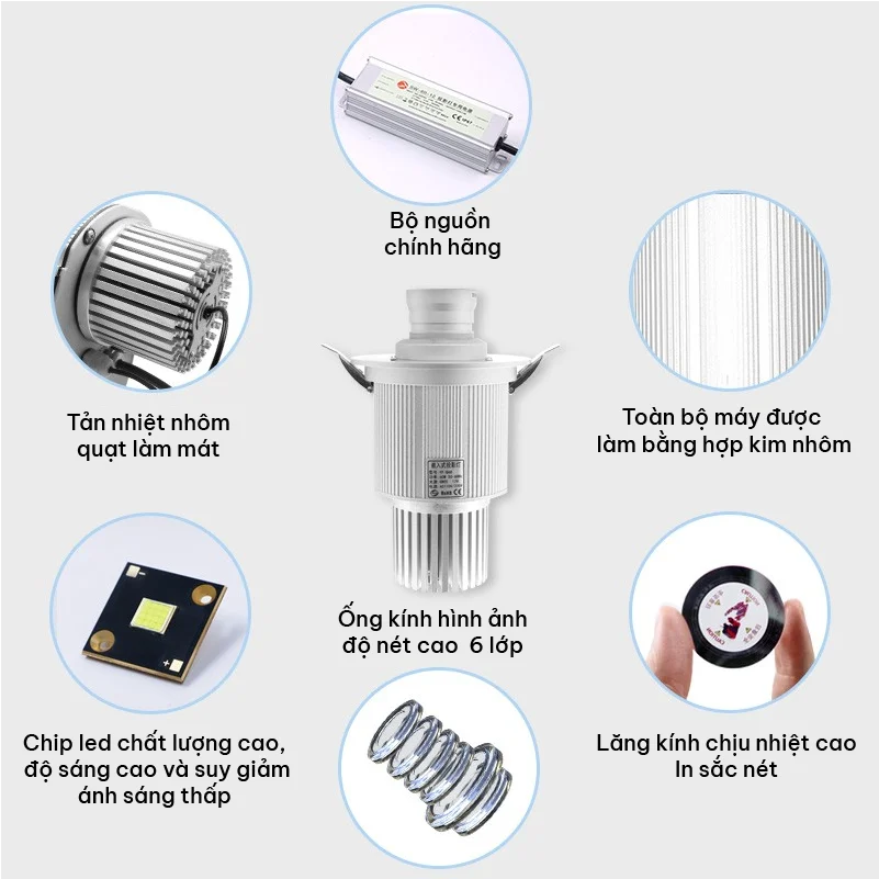 Đèn chiếu logo âm trần 50W Chi tiết đèn âm trần 50W