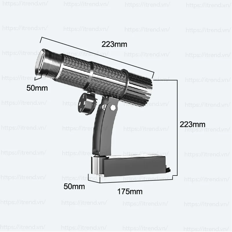Đèn chiếu logo treo ray 15W Kích thước đèn chiếu logo treo ray 15W