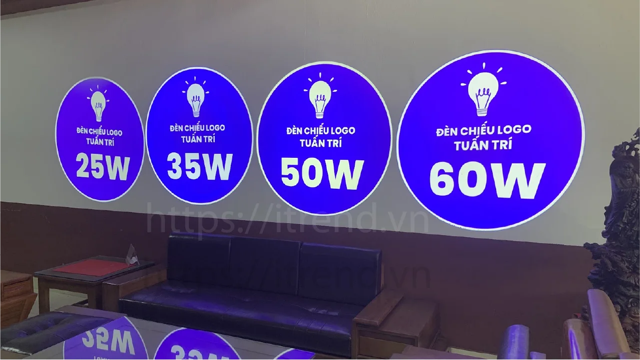 Đèn chiếu logo treo ray 15W Các công suất của đèn chiếu logo