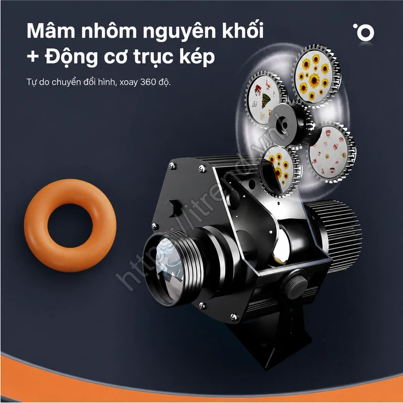 Đèn chiếu 4 hình ảnh chuyển động 40W chống nước cau tao den chieu 4 logo hieu ung