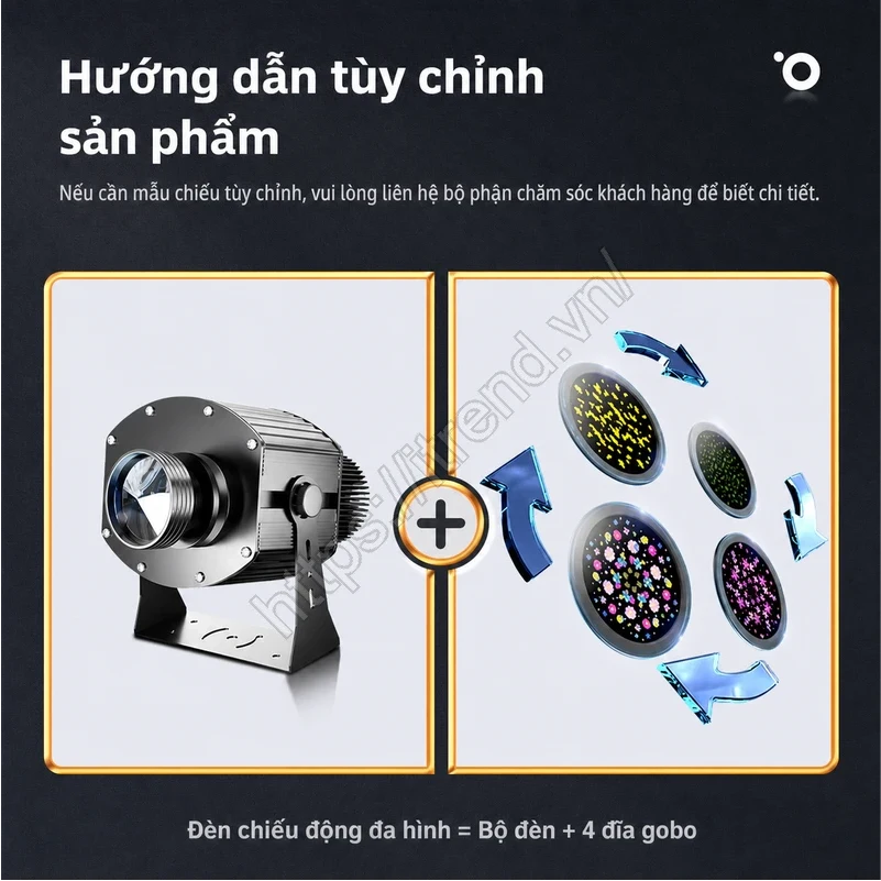 Đèn chiếu 4 hình ảnh chuyển động 40W chống nước den chieu 4 gobos nang dong